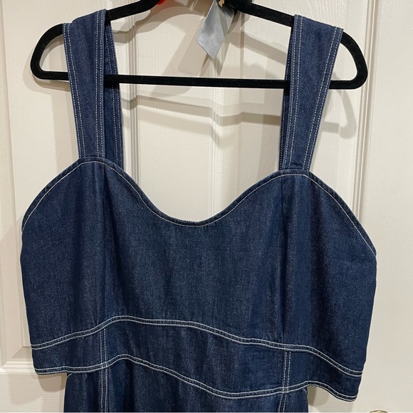 Anthropologie 2X Aureta Studio Corset Denim Cutout Plus Dress NWT - Picture 8 of 13